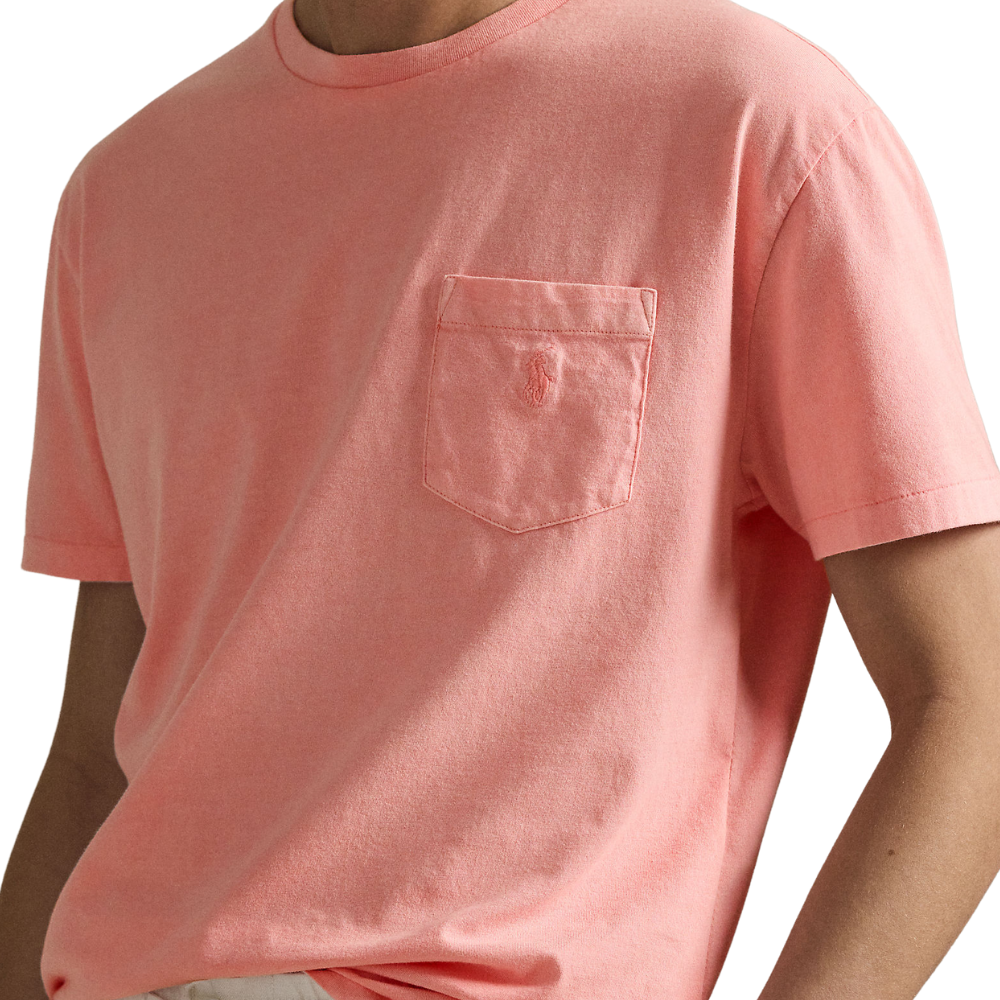 Ralph Lauren Custom Fit Mineral Wash Pocket Tee - Rose