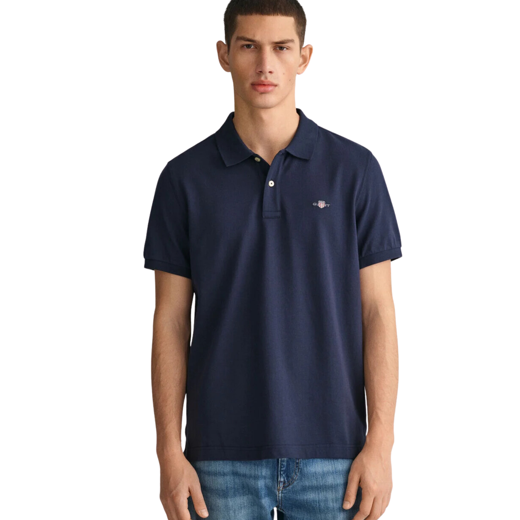 GANT Reg Shield SS Pique Polo - Evening Blue