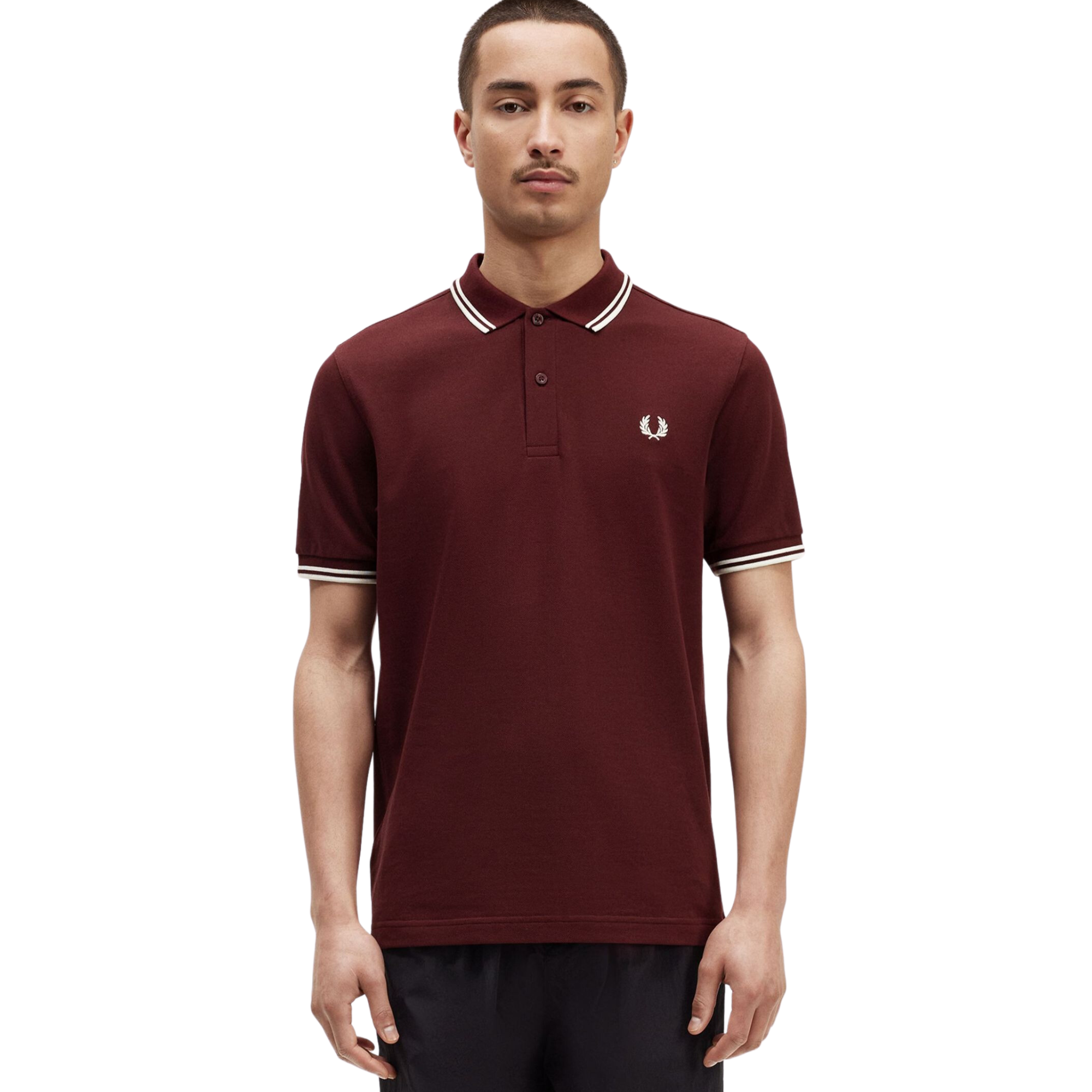 Fred Perry M3600 Twin Tipped Polo - Oxblood/Ecru