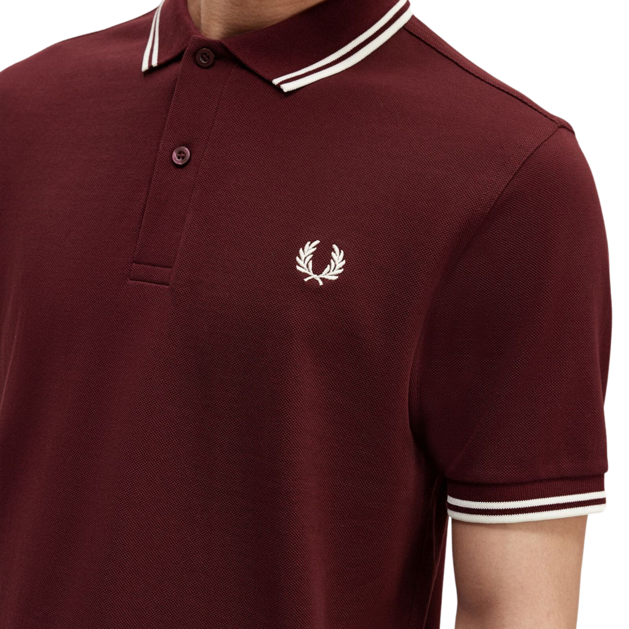 Fred Perry M3600 Twin Tipped Polo - Oxblood/Ecru