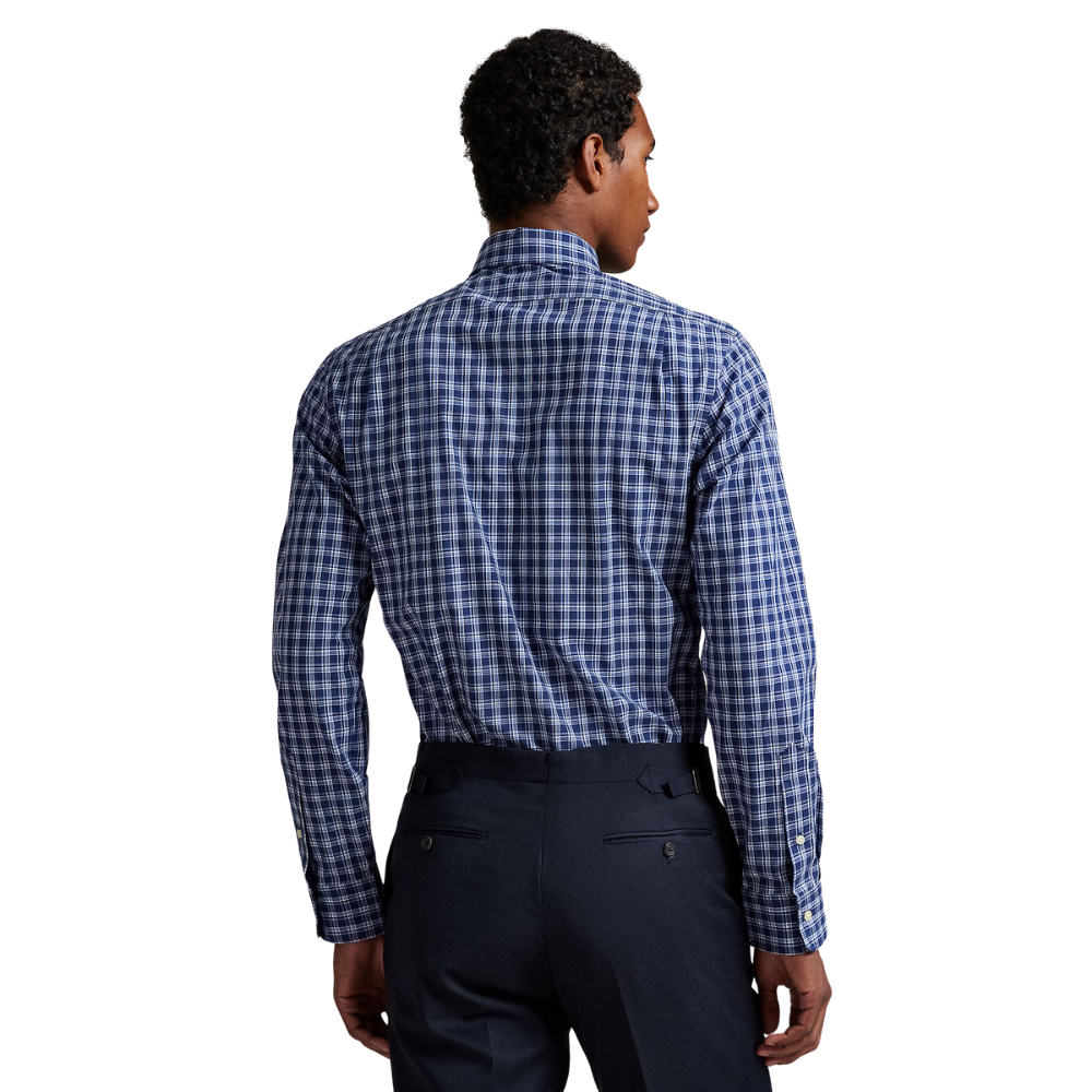 Ralph Lauren Custom Fit Plaid Stretch Poplin Shirt - Navy