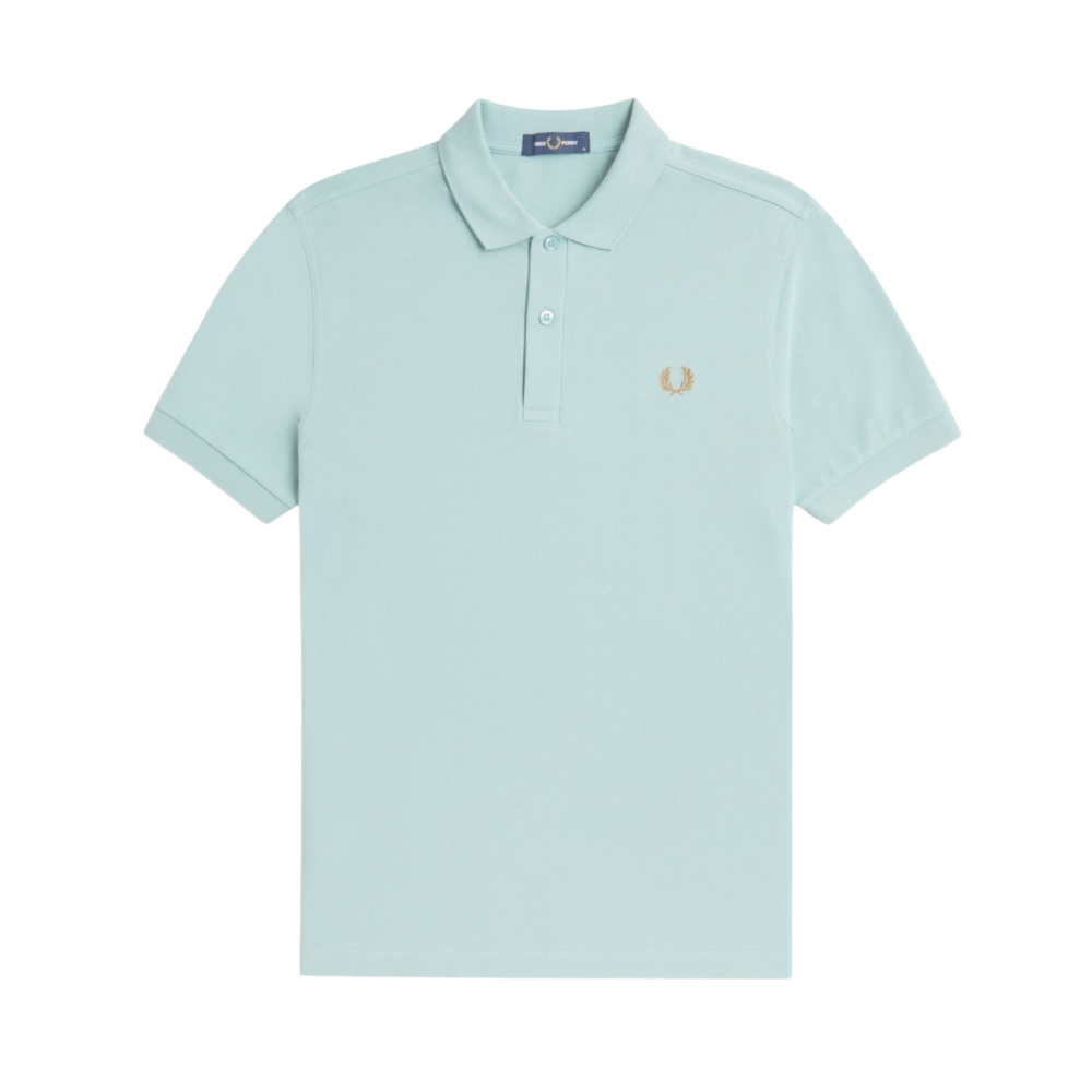 Plain Fred Perry Shirt - Silver Blue/Dark Caramel