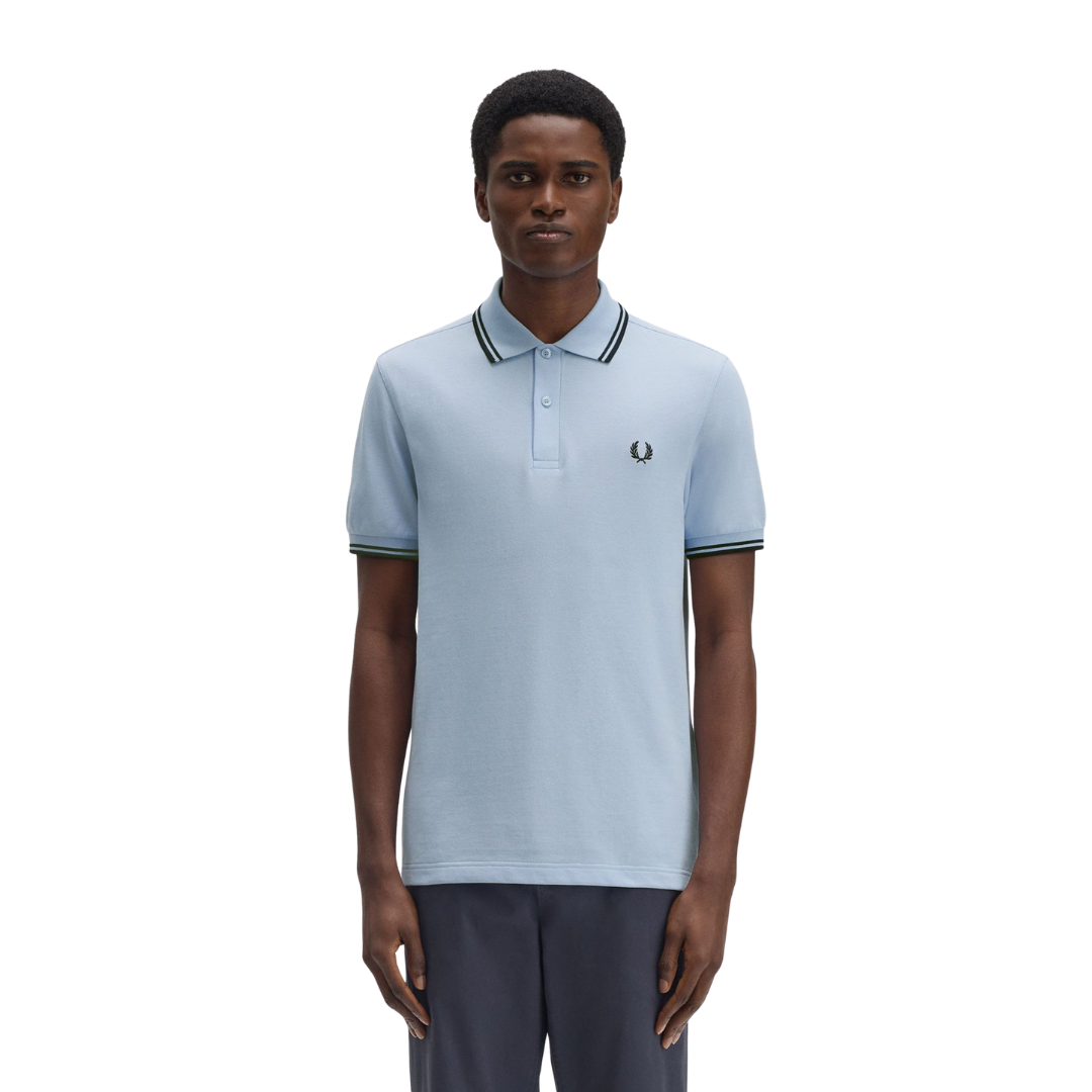 Fred Perry M3600 Twin Tipped Polo - Light Smoke/Navy