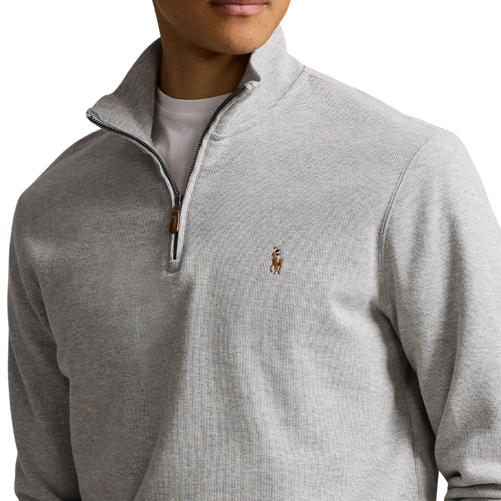 Ralph Lauren LS 1/4 Zip Rib Knit - Andover Heather