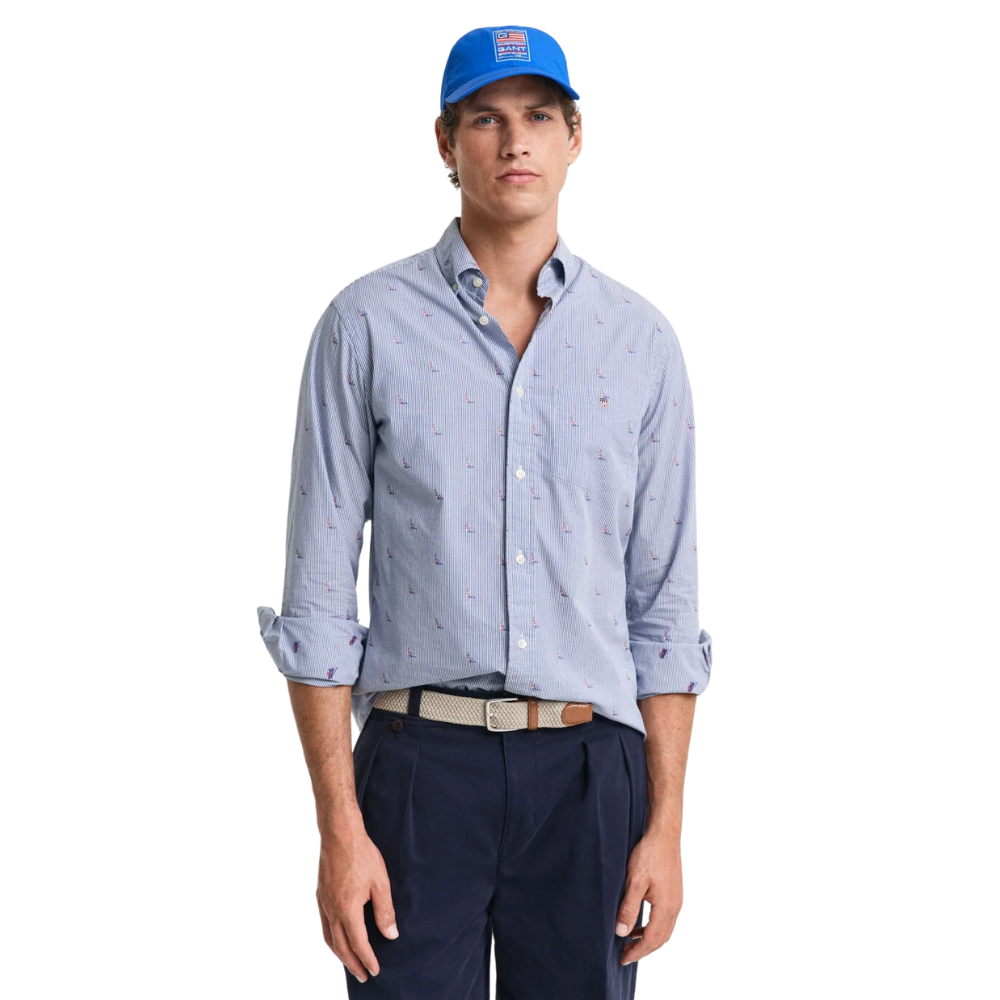 GANT Reg Sailing Fil Coupe Shirt - College Blue