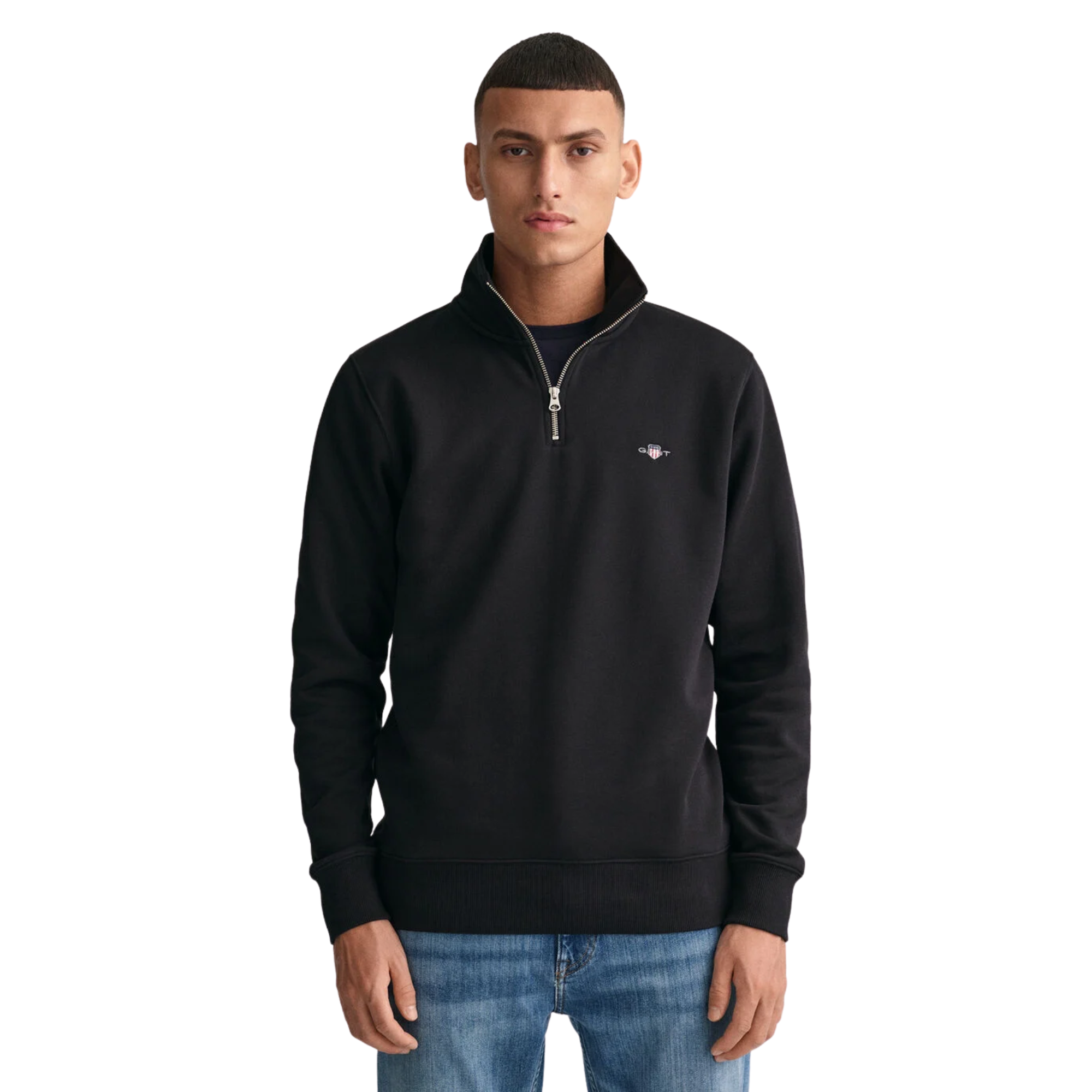 GANT Reg Shield Half Zip Sweat - Black