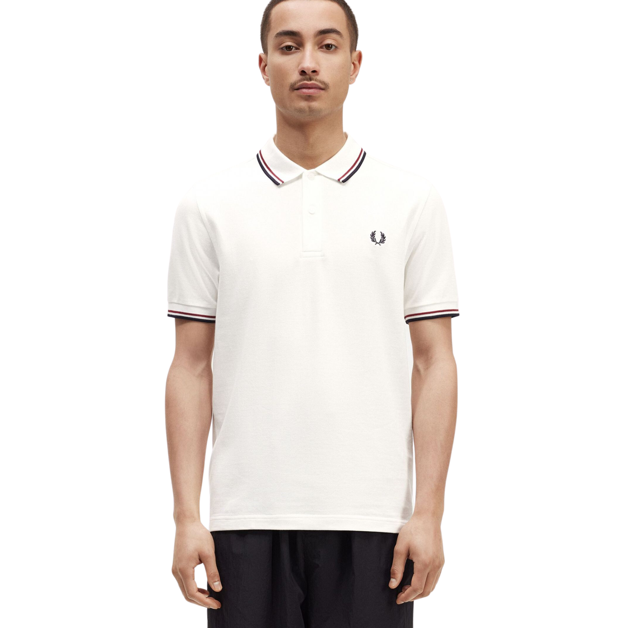 Fred Perry M3600 Twin Tipped Polo - White/Red/Navy