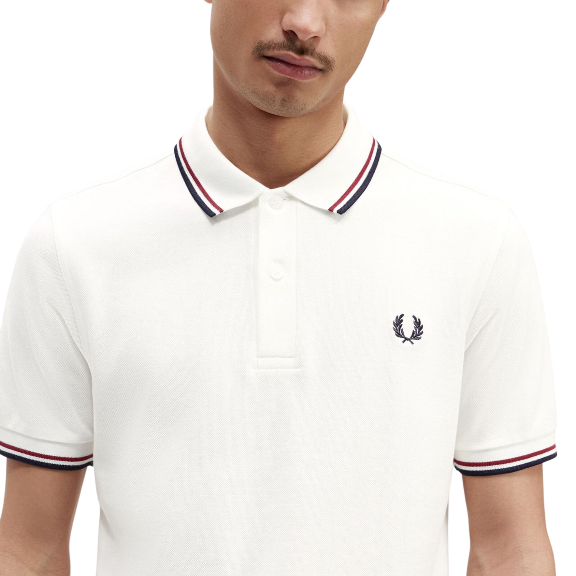 Fred Perry M3600 Twin Tipped Polo - White/Red/Navy