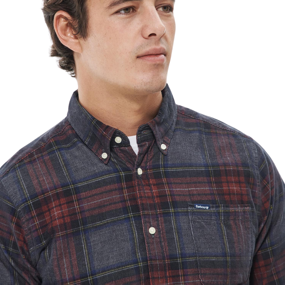 Barbour Southfield Tailored Checked Cord Shirt - Grey Marl