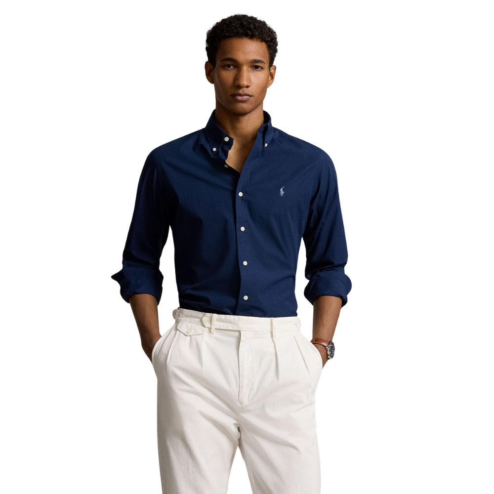 Ralph Lauren Custom Fit Stretch Poplin LS Shirt - Newport Navy