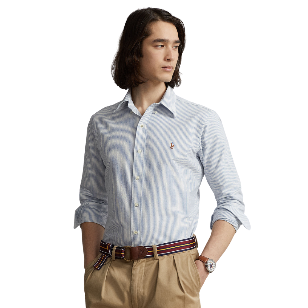 Ralph Lauren Custom LS Stripe Sport Shirt - Blue/White