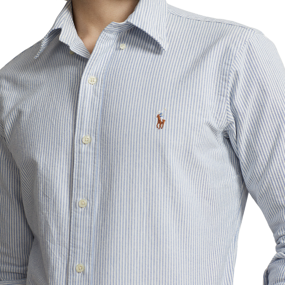 Ralph Lauren Custom LS Stripe Sport Shirt - Blue/White