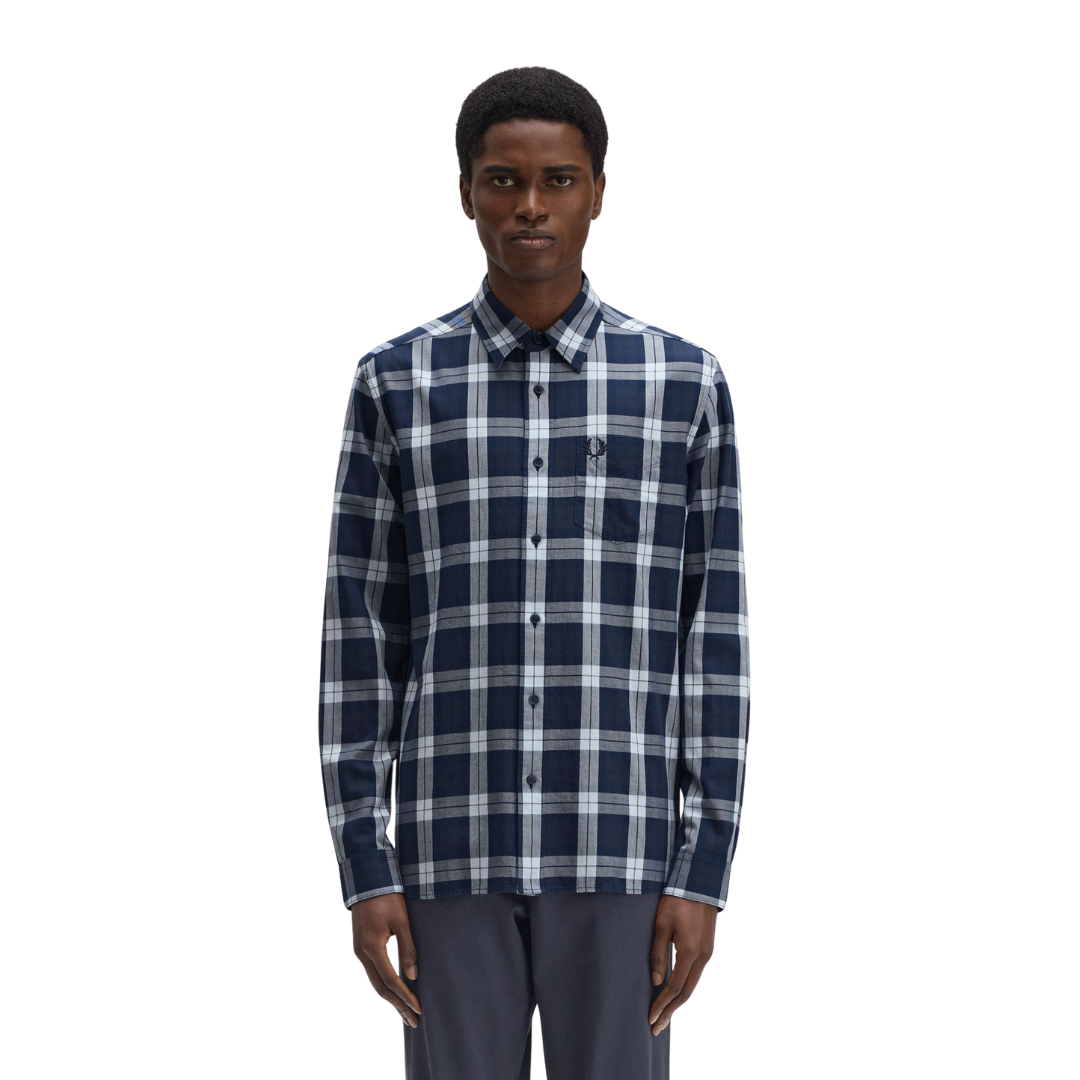 Fred Perry Tartan Twill Shirt - Dark Airforce