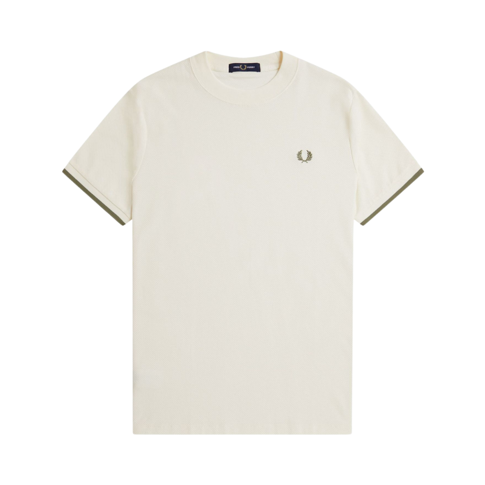Fred Perry Tipped Cuff Pique T-Shirt - Light Ecru