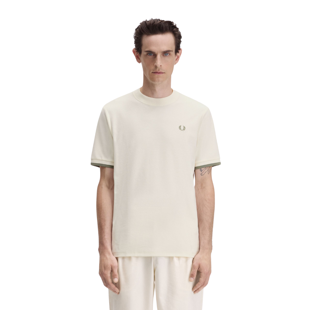 Fred Perry Tipped Cuff Pique T-Shirt - Light Ecru