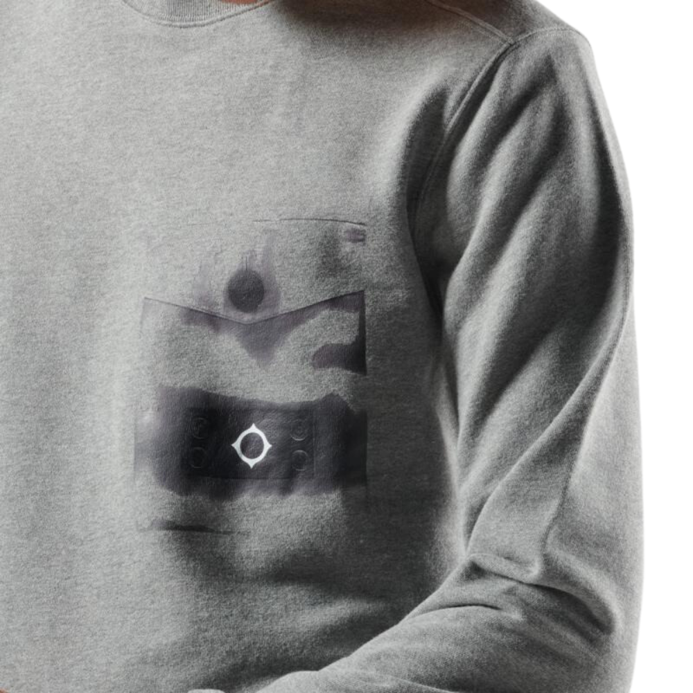 Trompe L'oeil Crewneck Pocket Sweat - Grey Marl