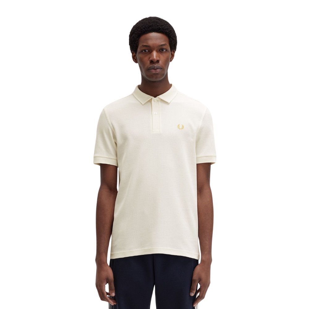 Fred Perry Open Waffle Polo Shirt - Ecru