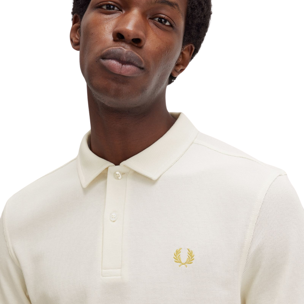 Fred Perry Open Waffle Polo Shirt - Ecru