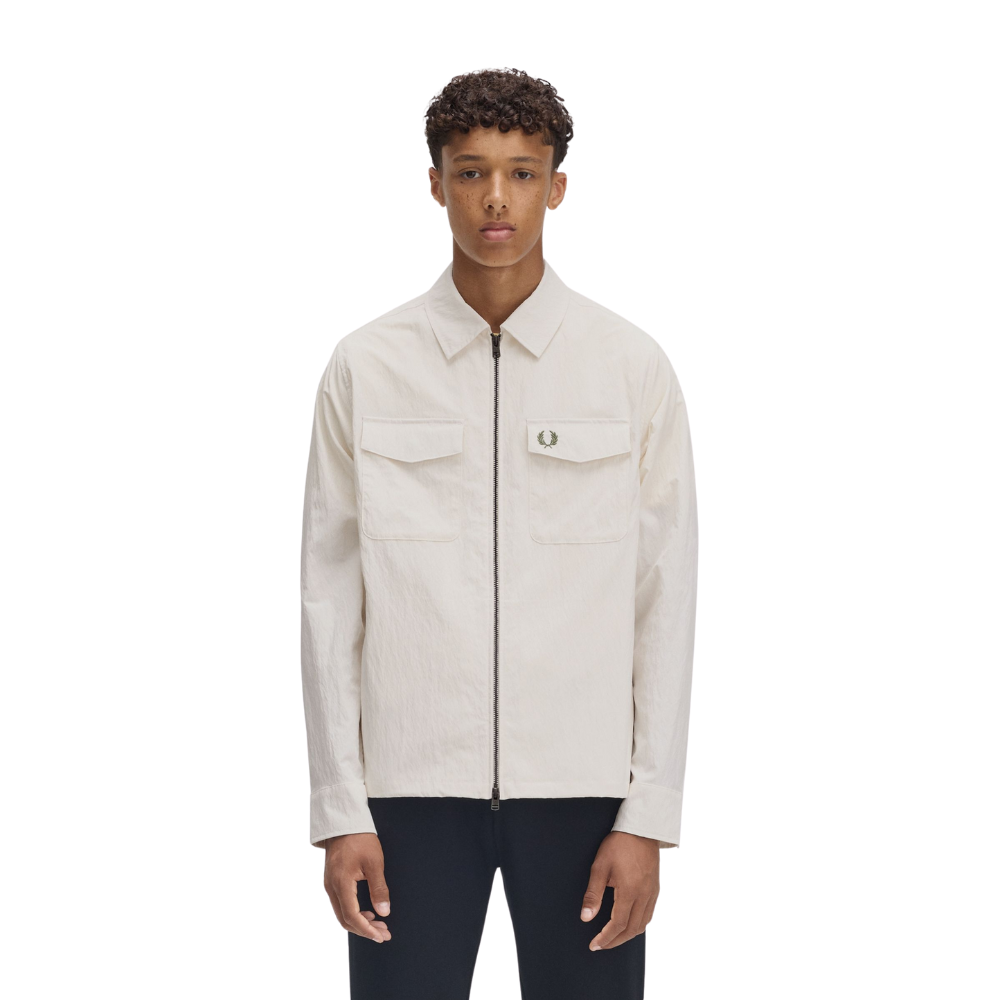 Fred Perry Zip Through Overshirt - Light Ecru
