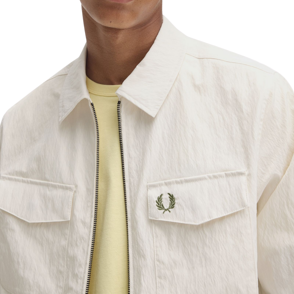 Fred Perry Zip Through Overshirt - Light Ecru