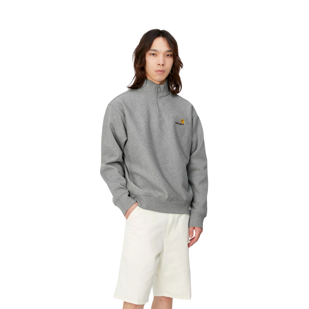 Carhartt WIP Half Zip American Script Sweat - Grey Heather