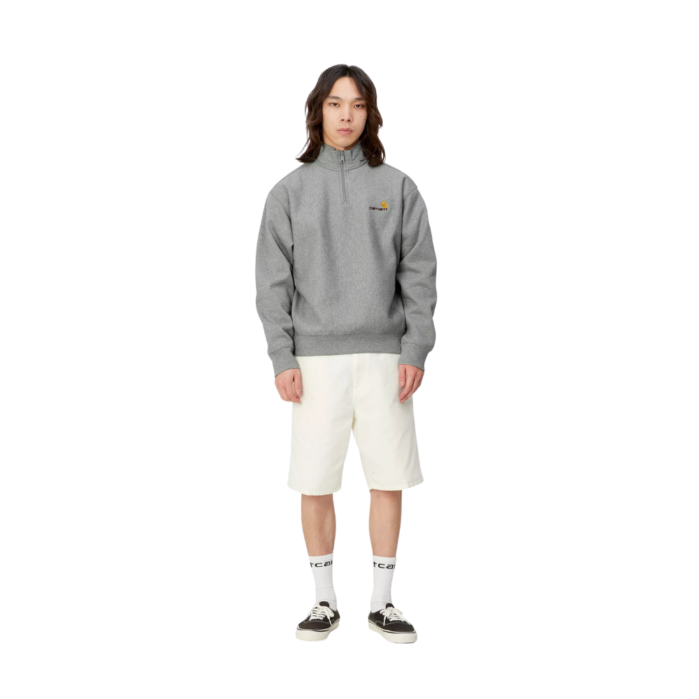 Carhartt WIP Half Zip American Script Sweat - Grey Heather