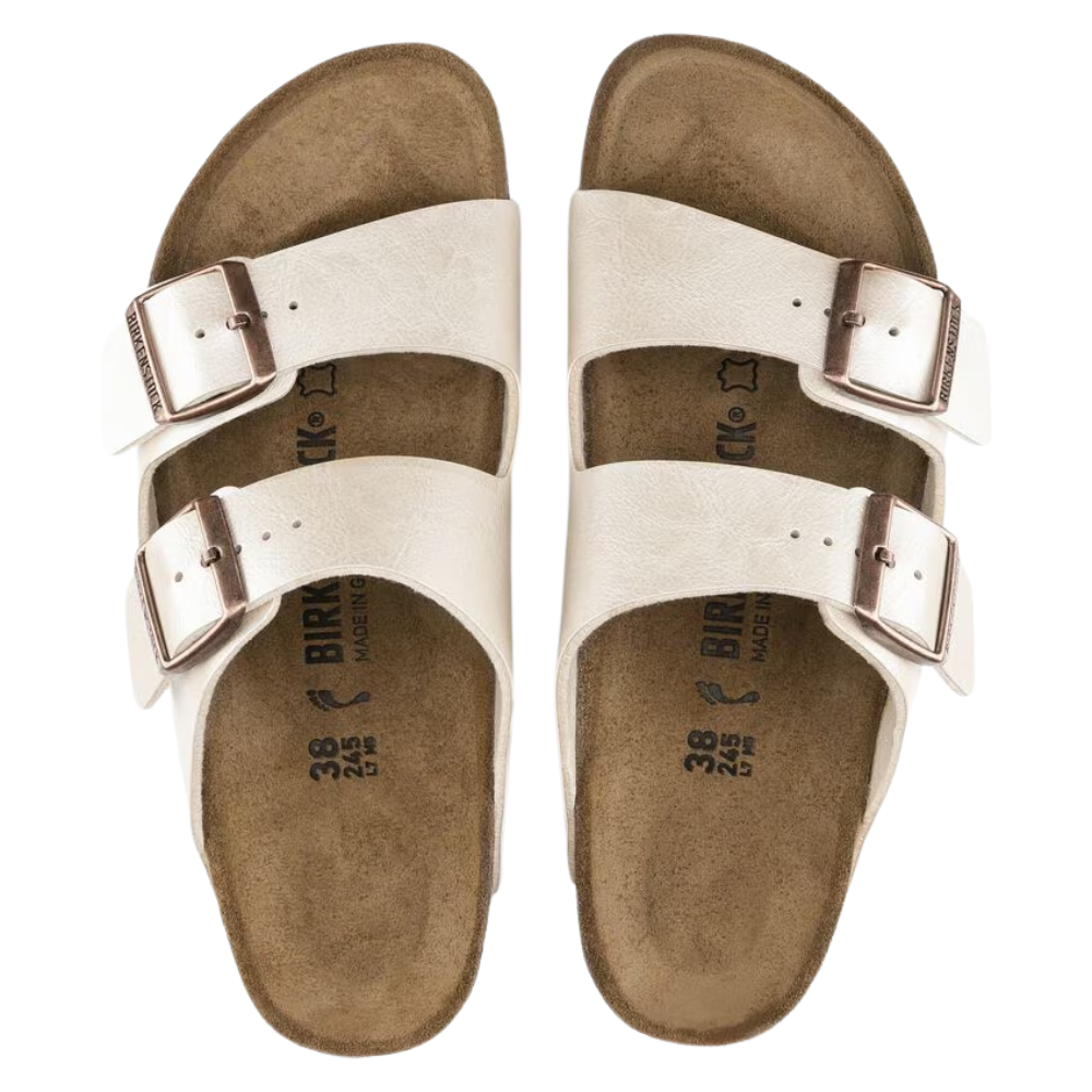 Birkenstock Womens Arizona Birko-Flor Sandal - Graceful Pearl White