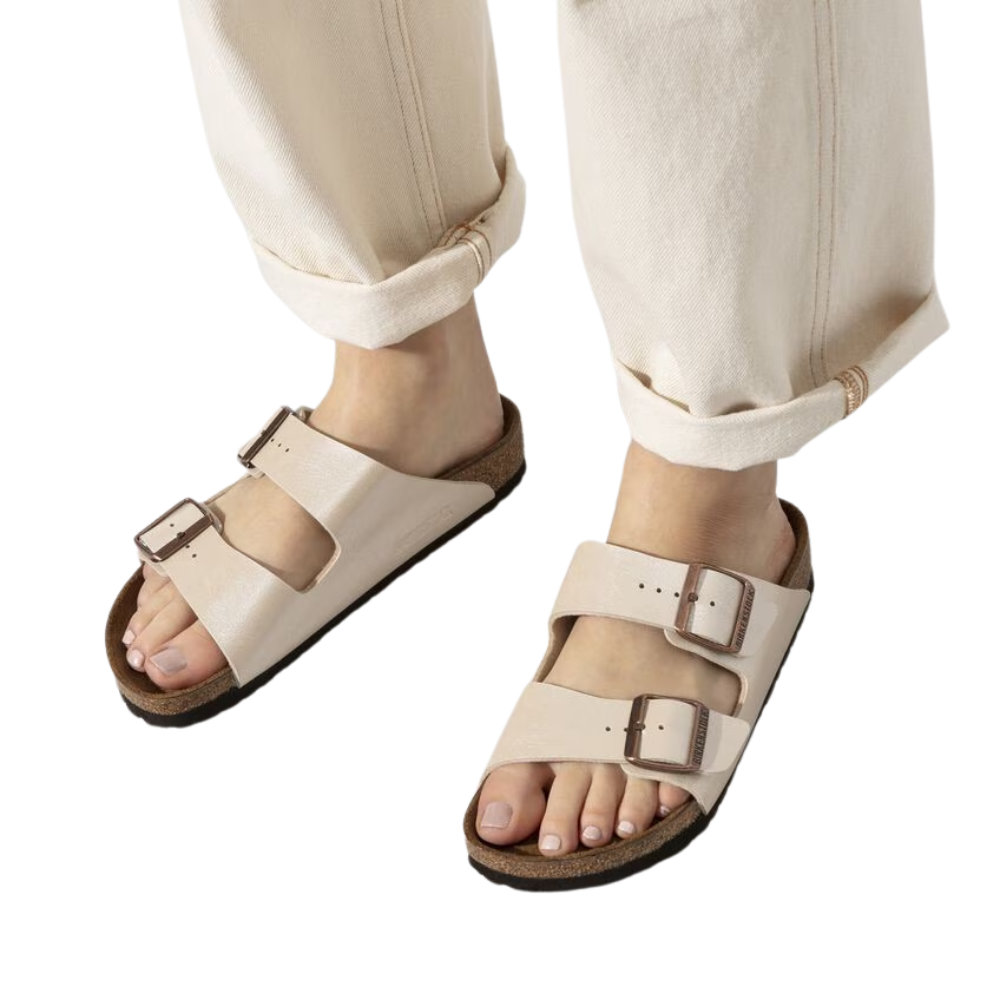 Birkenstock Womens Arizona Birko-Flor Sandal - Graceful Pearl White