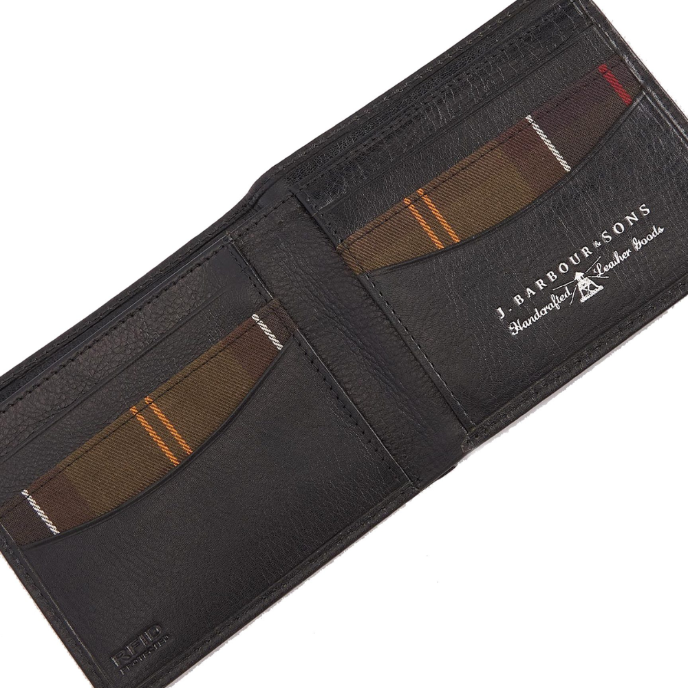 Barbour Colwell Leather Billfold - Black Tartan