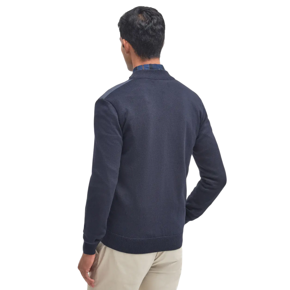 Barbour Essential Carn Baffle Zip Through Knitted Jumper - Navy