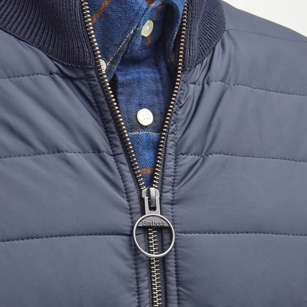 Barbour Essential Carn Baffle Zip Through Knitted Jumper - Navy