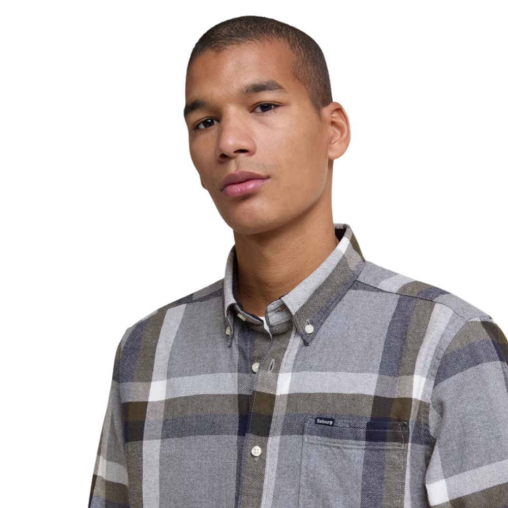 Barbour Folley Tailored Check Shirt - Light Grey Marl