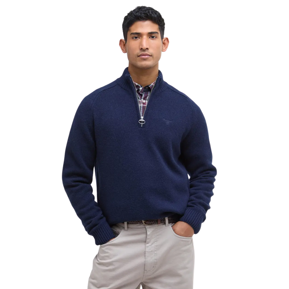 Barbour Grangetown Half Zip Knitted Jumper - Navy