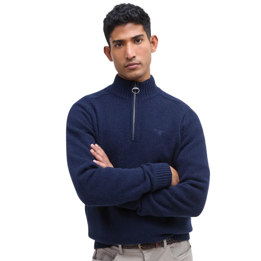 Barbour Grangetown Half Zip Knitted Jumper - Navy