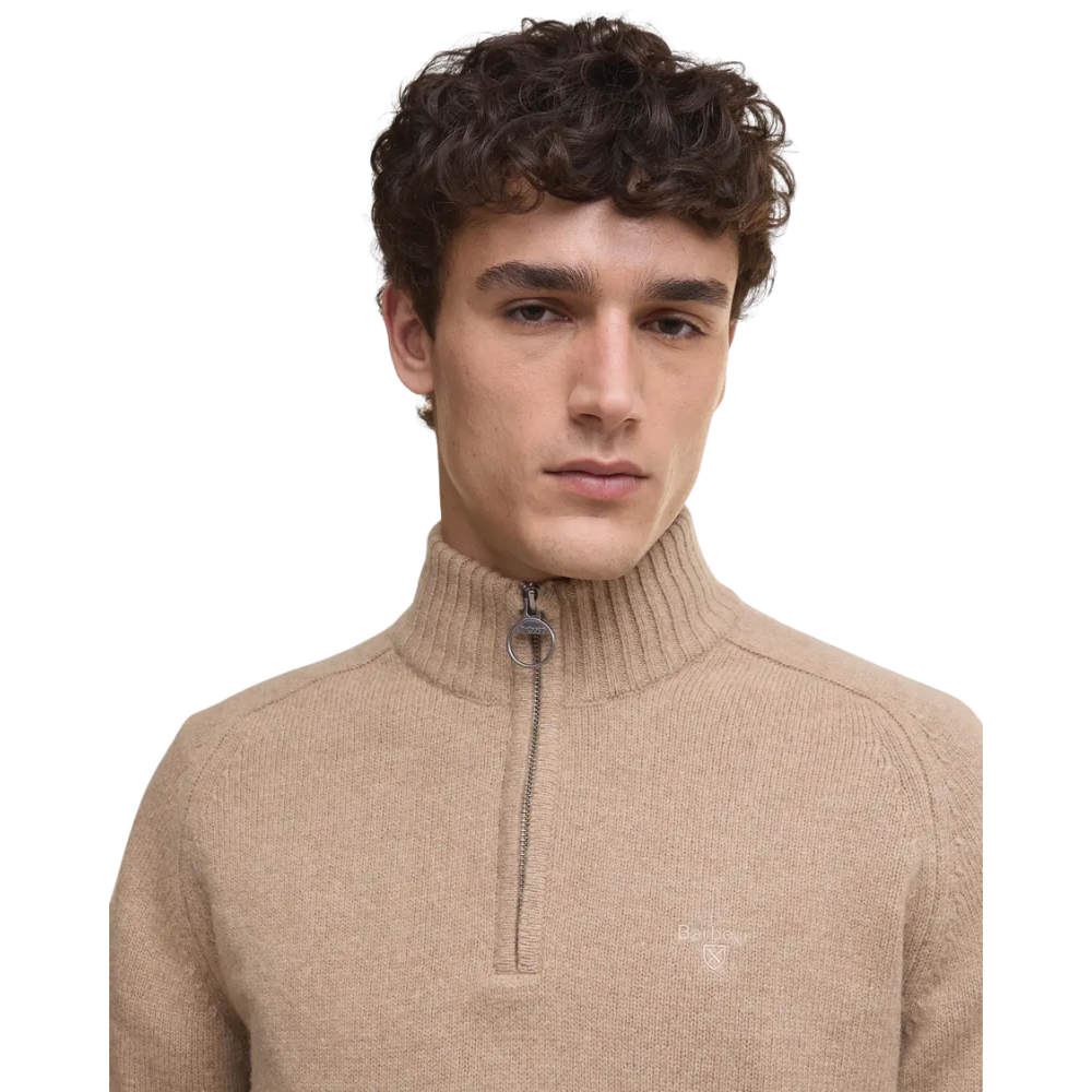 Barbour Grangetown Half Zip Knitted Jumper - Washed Stone