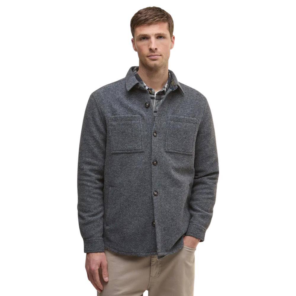 Barbour Marlow Tailored Wool Blend Overshirt - Dark Grey Marl