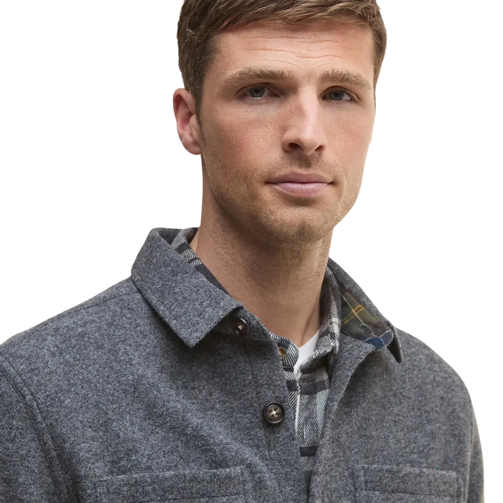 Barbour Marlow Tailored Wool Blend Overshirt - Dark Grey Marl