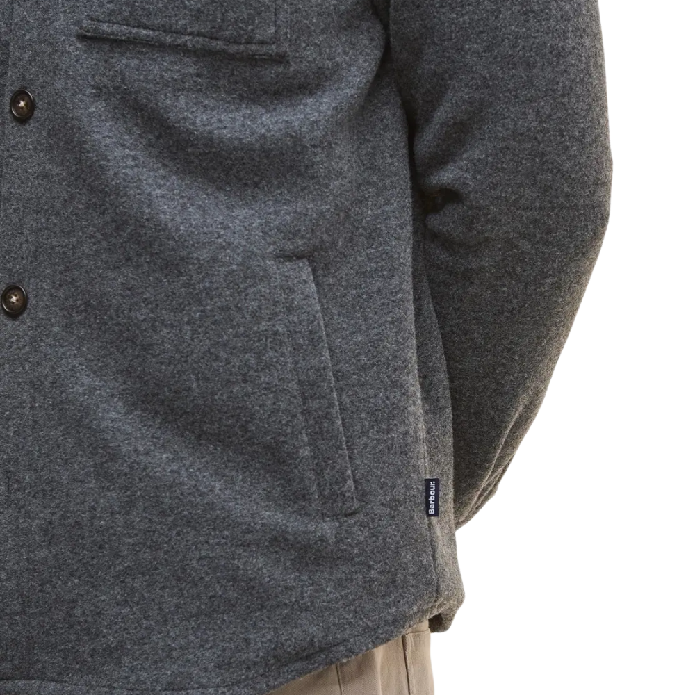 Barbour Marlow Tailored Wool Blend Overshirt - Dark Grey Marl