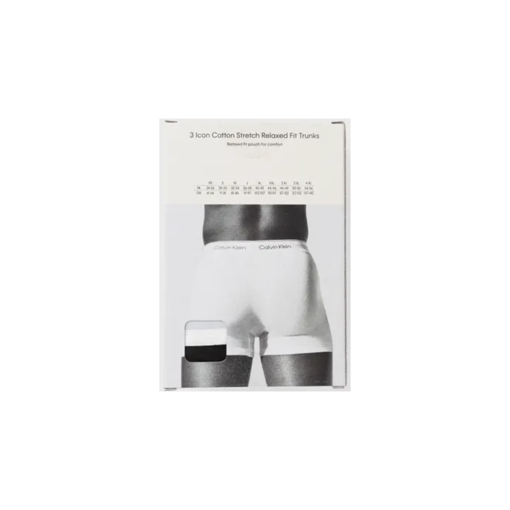 Calvin Klein Icon Cotton Stretch Relaxed Fit Trunk 3PK - White/Turqouise/Navy