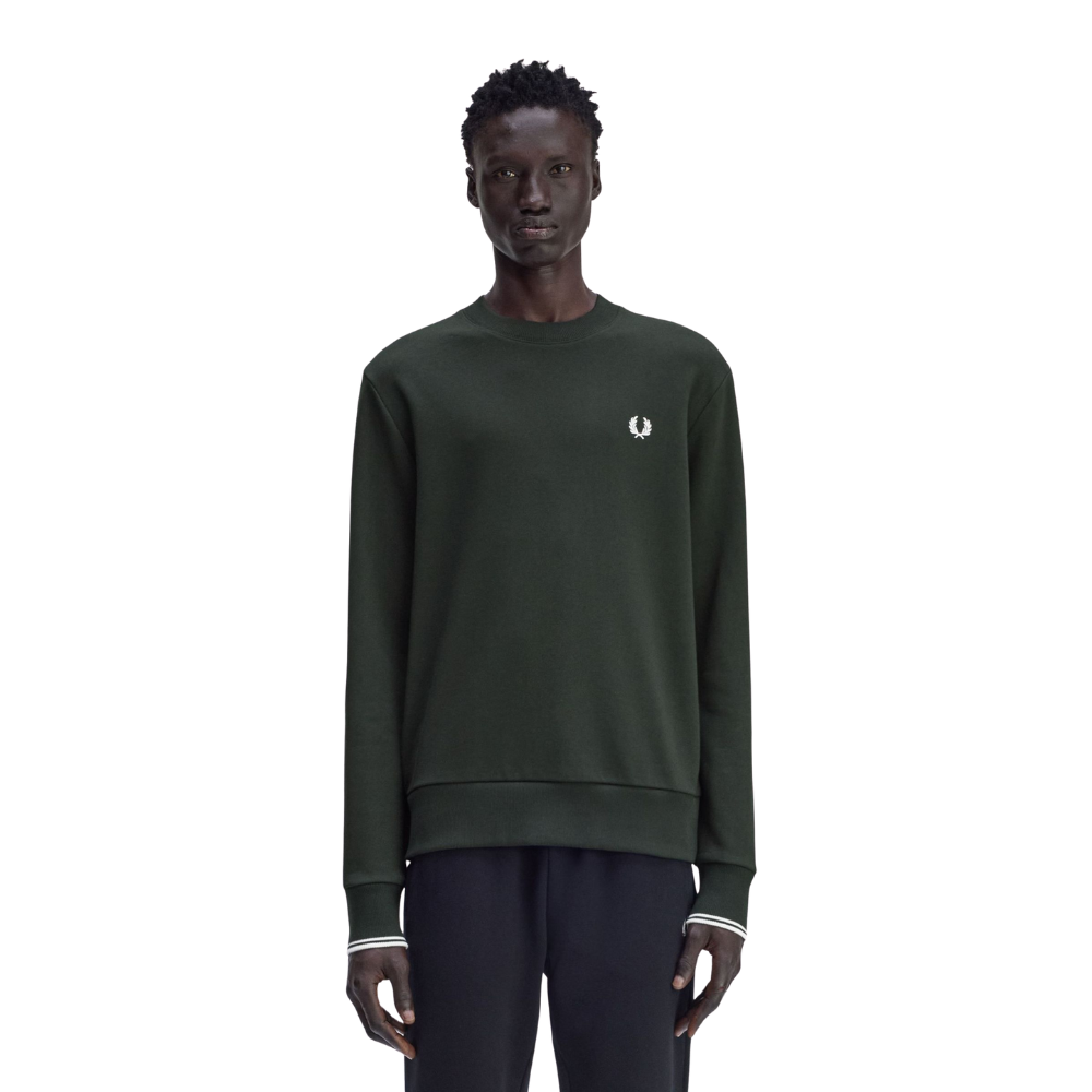 Fred Perry Crew Neck Sweatshirt - Night Green / Snow White
