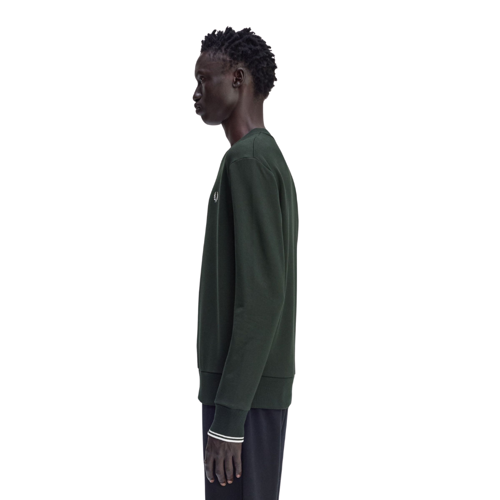 Fred Perry Crew Neck Sweatshirt - Night Green / Snow White