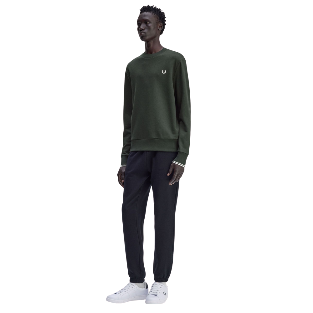 Fred Perry Crew Neck Sweatshirt - Night Green / Snow White