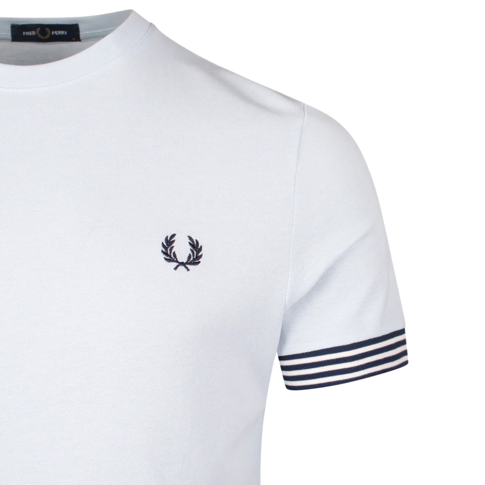 Fred Perry Striped Cuff T-Shirt - Light Ice