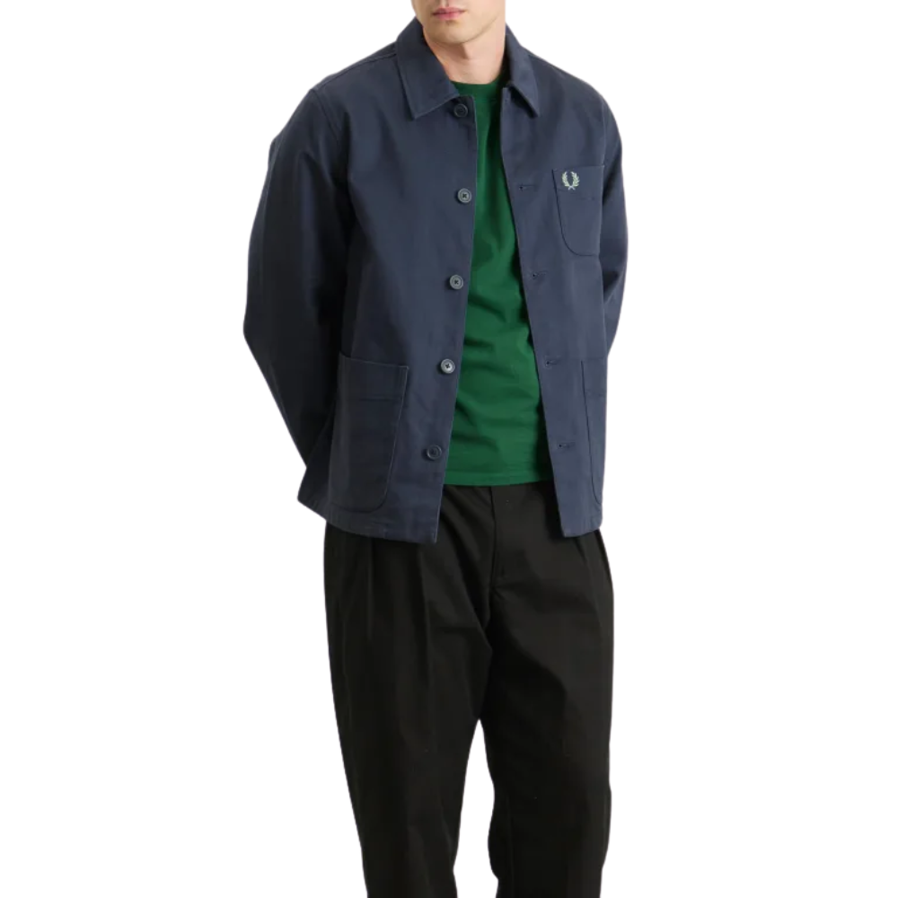 Fred Perry Bedford Cord Overshirt - Dark Airforce