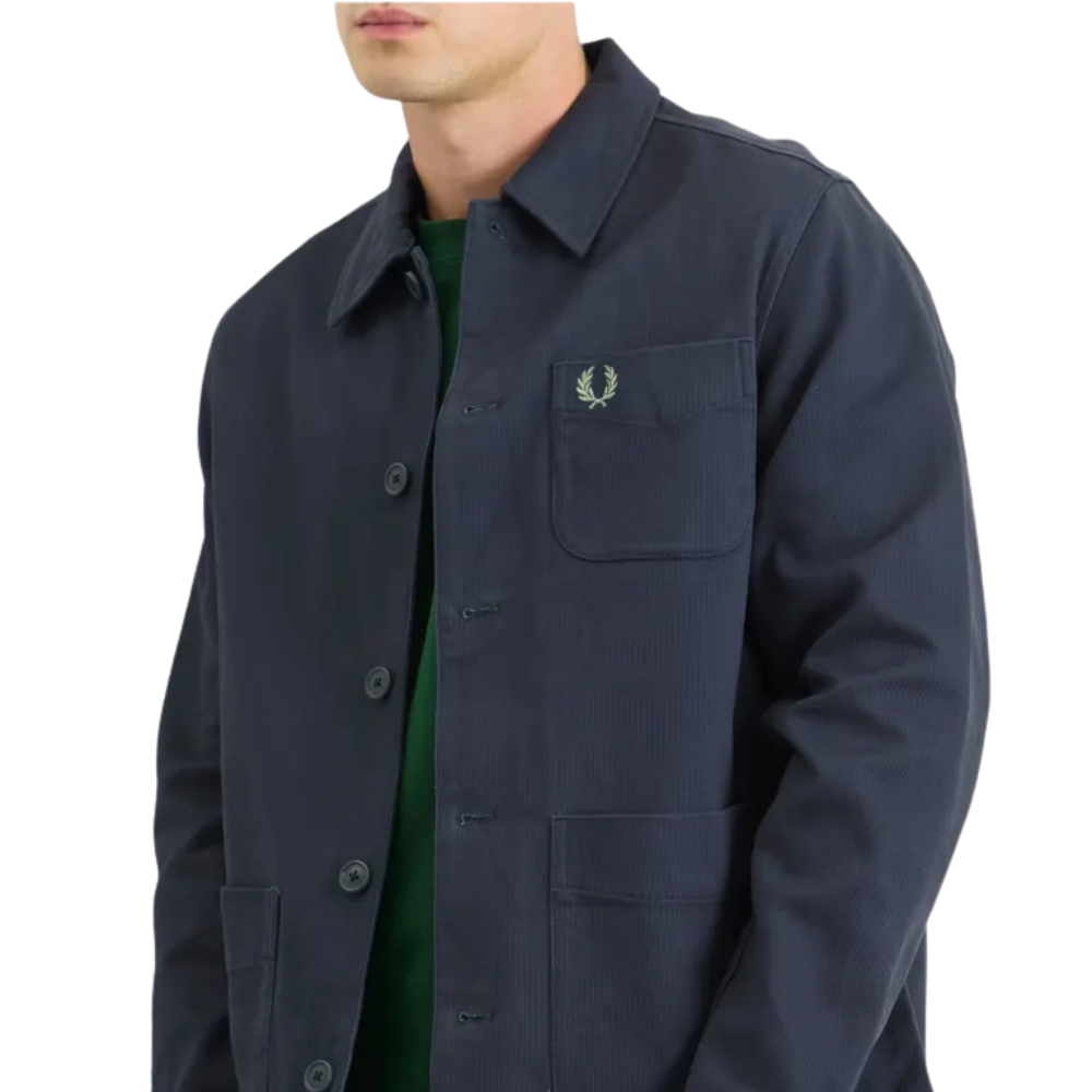 Fred Perry Bedford Cord Overshirt - Dark Airforce