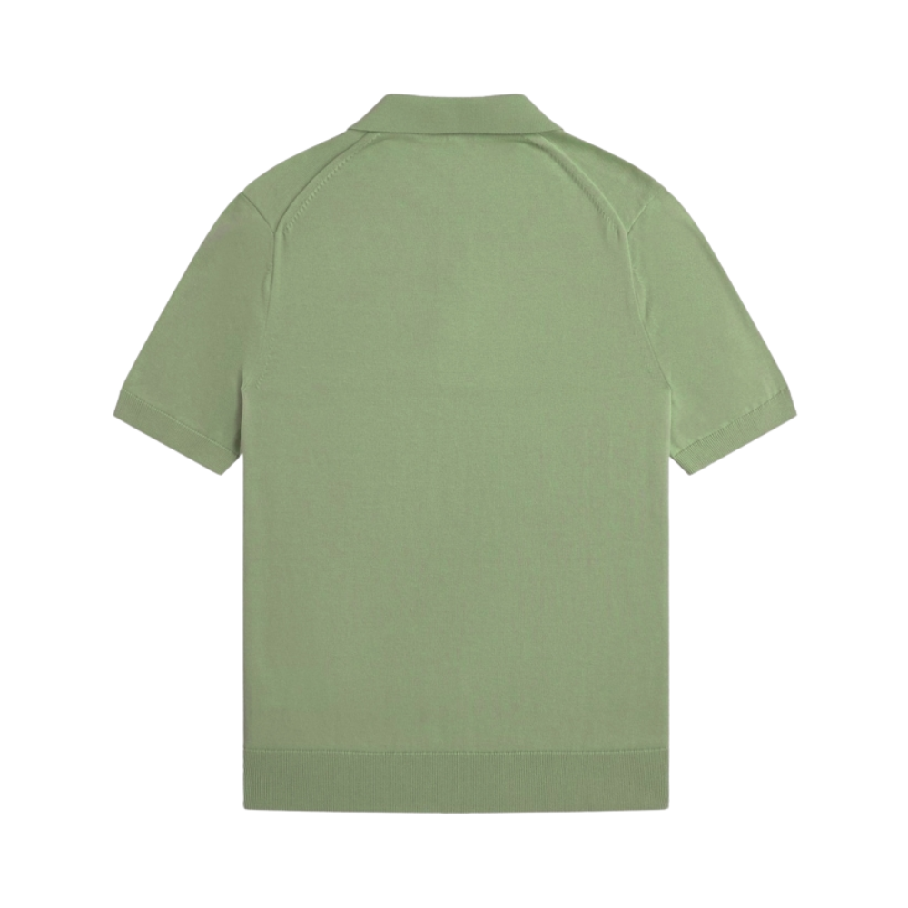 Fred Perry Cotton Knitted Polo Shirt - Olive Mint