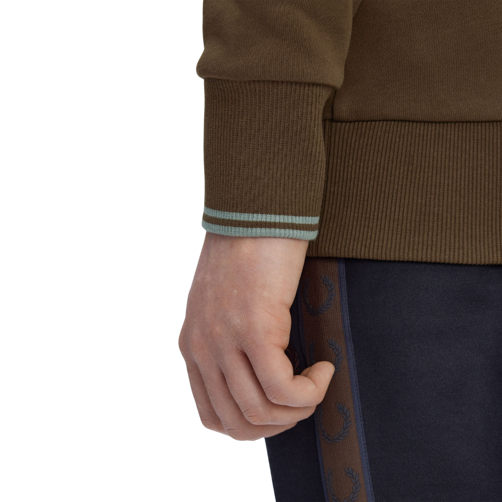 Fred Perry Crew Neck Sweatshirt - Burnt Tobacco/Stockport Blue