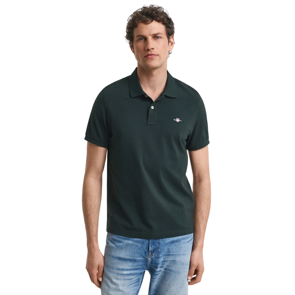 GANT Reg SS Pique Polo - Tartan Green