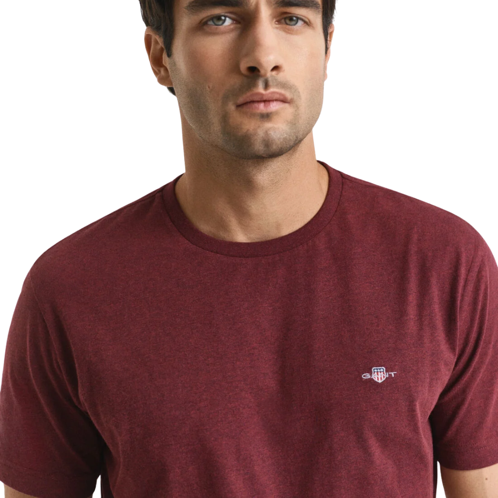 GANT Reg Shield SS T-Shirt - Bordeaux Melange