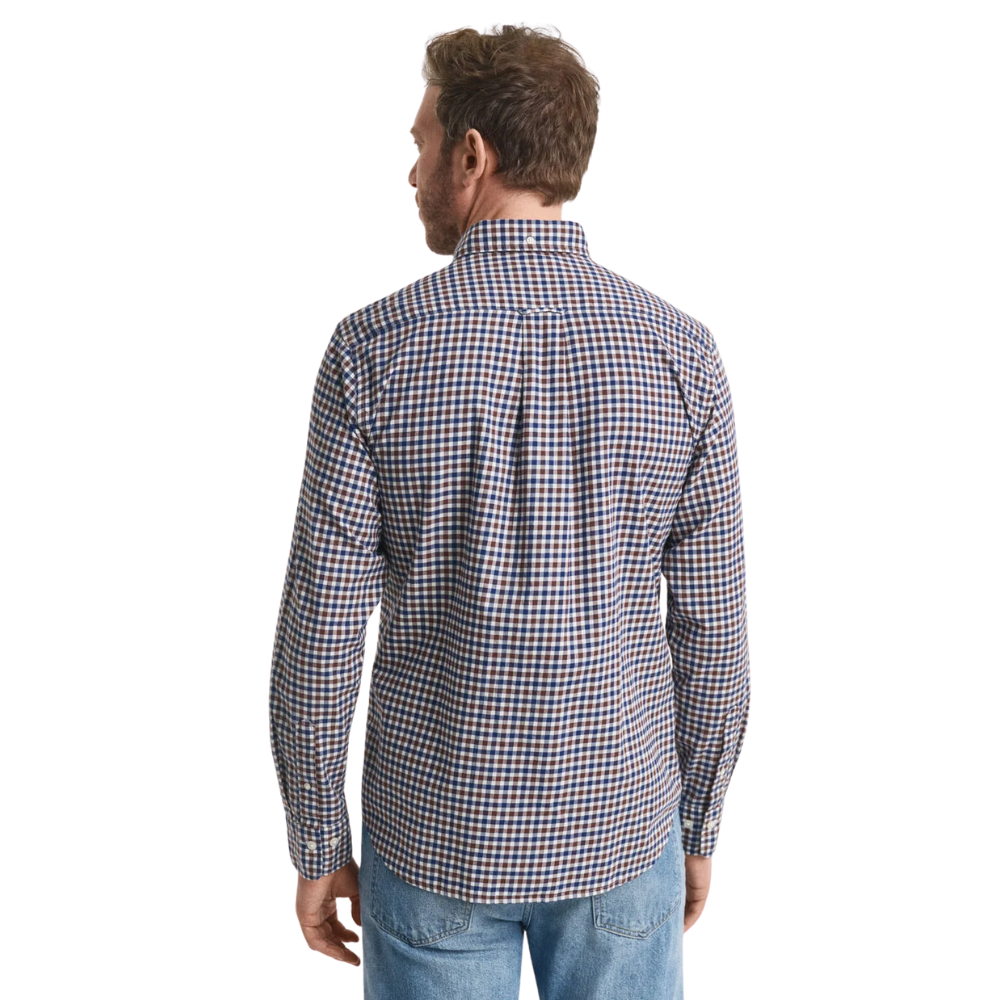 GANT Reg Twill Gingham Shirt - Mahogany Brown